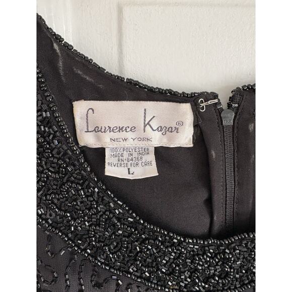 Vintage Lawrence Kazar Beaded Black Dress Size Large Y2K Sleeveless - Picture 5 of 9
